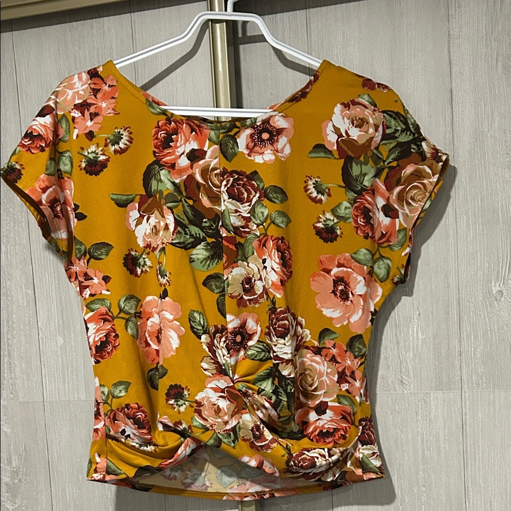 by & by Mustard Floral Women's Blouse